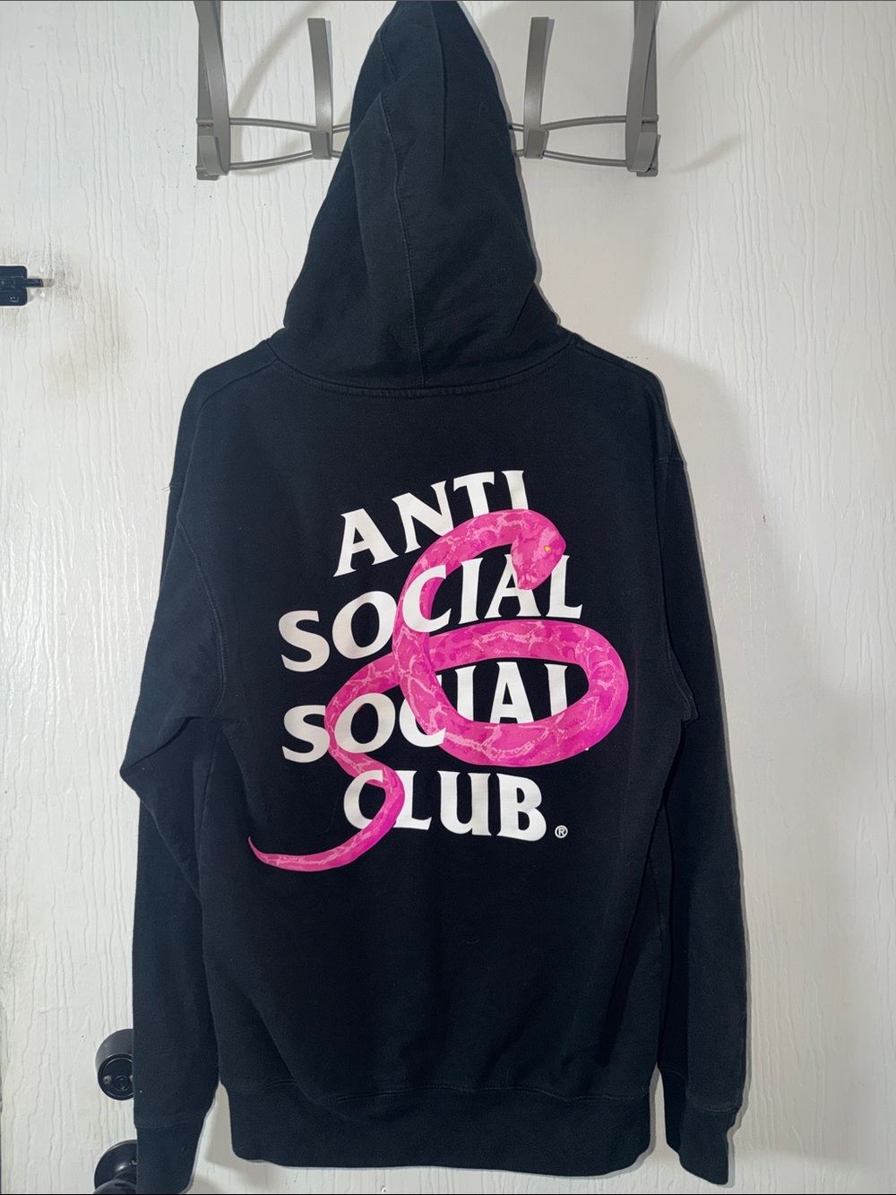 Anti Social Social Club Black Hoodie with Pink Snake Graphic